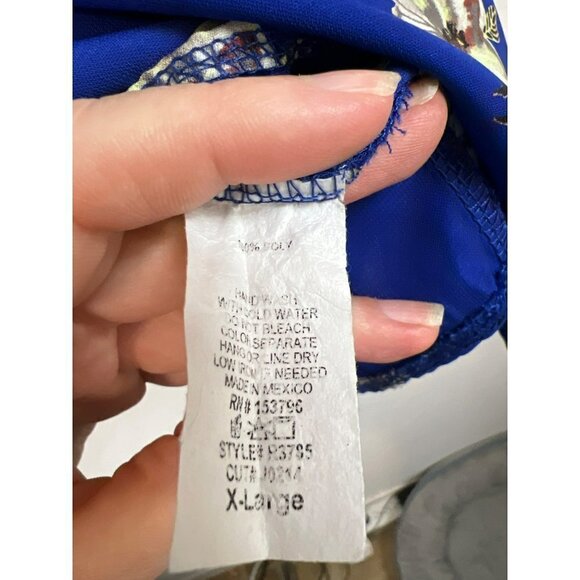 Trendy JS Sz XL Blue Floral Ruffle Sleeveless Blouse with Tie Front Detail - Picture 4 of 5